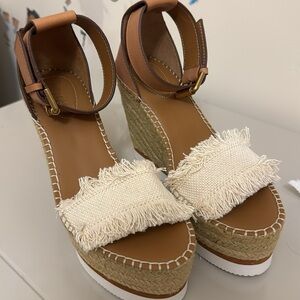 See By Chloe Glynn Platform Wedge Espadrille Sandals size 38